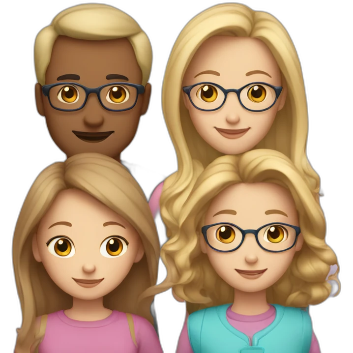 Family of 5 - blonde mom, light brown hair dad with glasses, 8 year old blonde girl with glasses, 4year old light brown hair boy and 1 year old light brown hair girl emoji