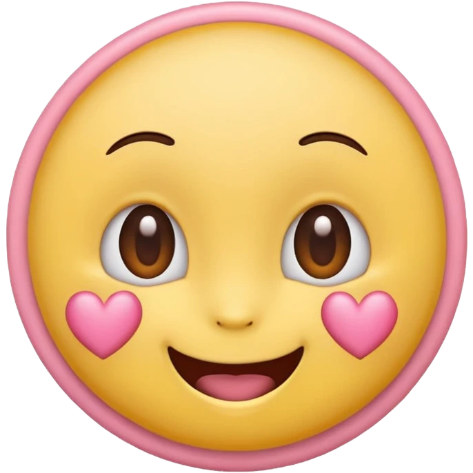 cute emoji, heart eyes, playful grin, pastel pink and yellow emoji