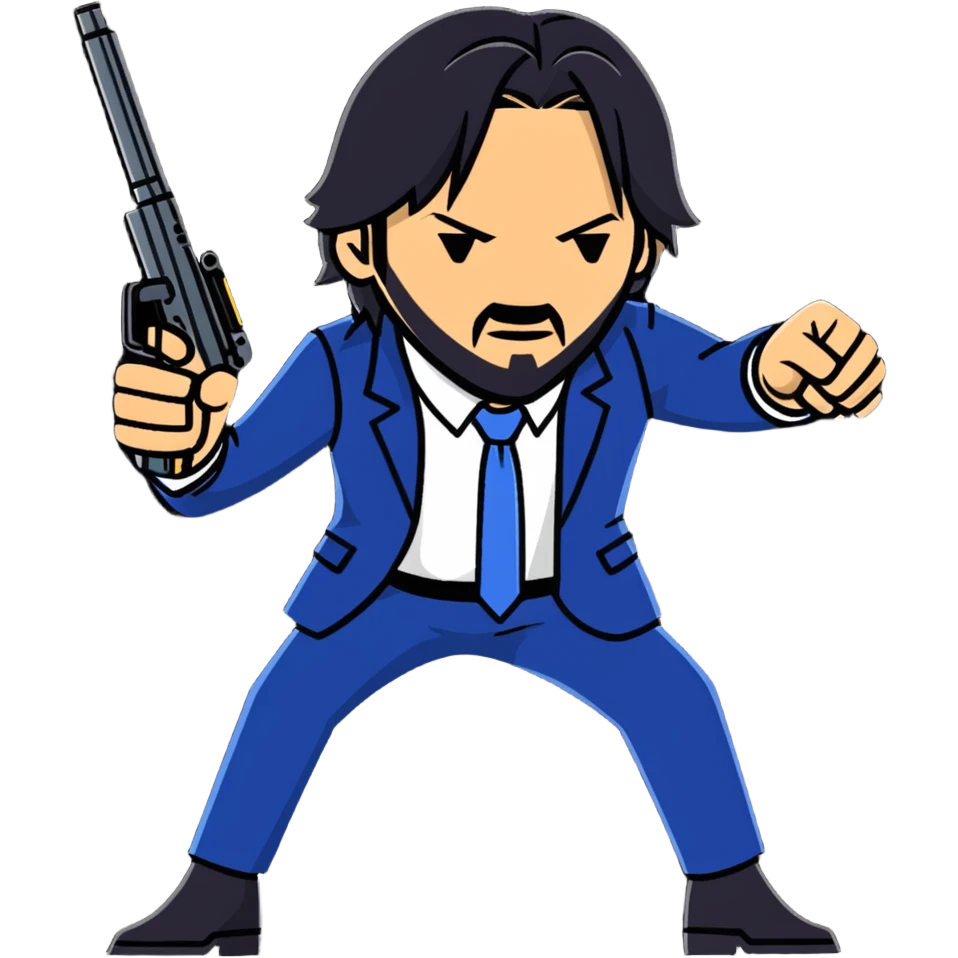 John Wick in action pose with weapons emoji