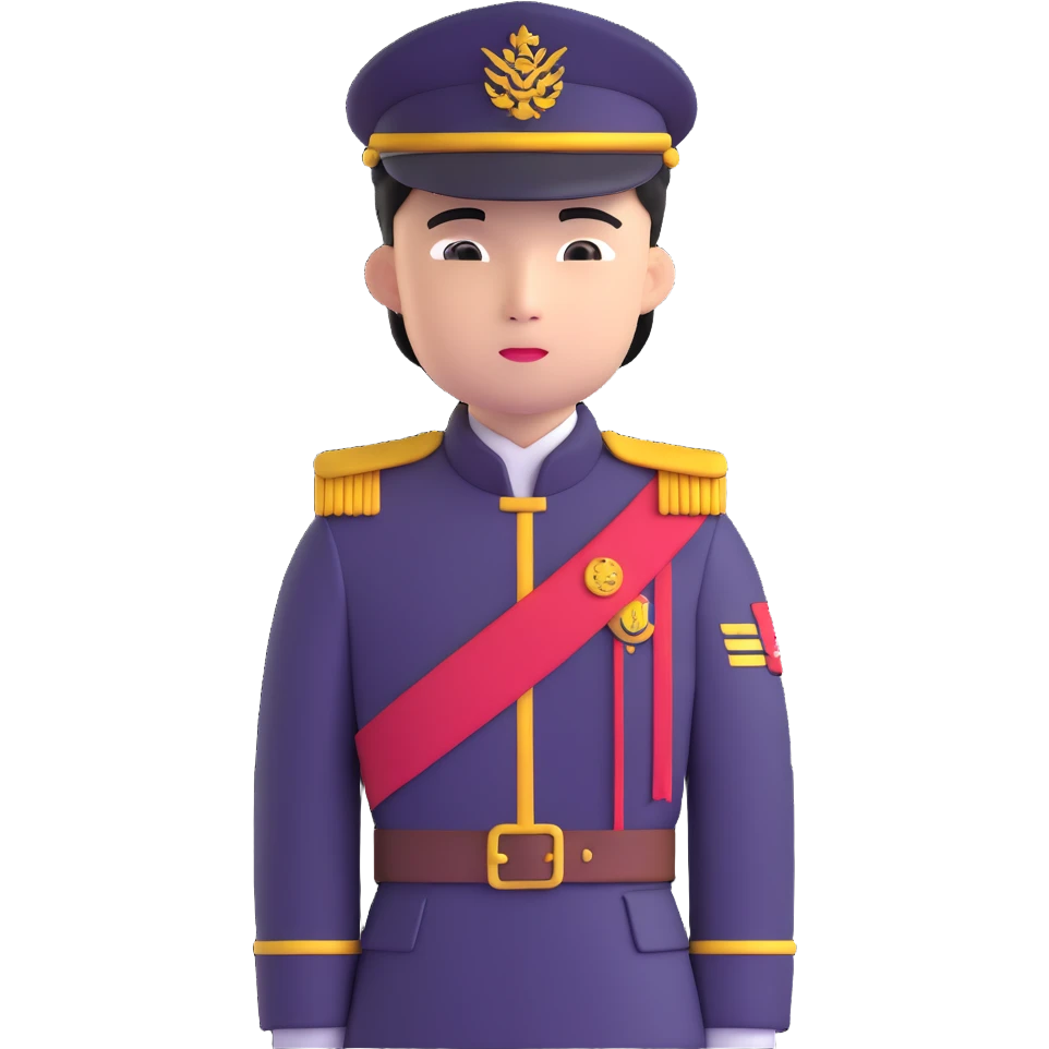 Military academy student with fantasy asian inspired uniform emoji