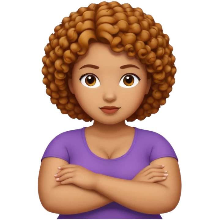 Curvy caramel skin woman with short curly natural hair arms Folded emoji