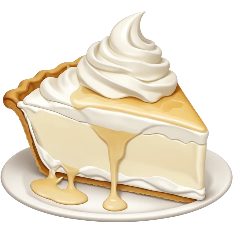 Slice of pale cream pie with melted whipped cream dripping off of it emoji