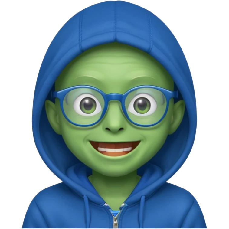 excited alien wearing hoodie and glasses emoji