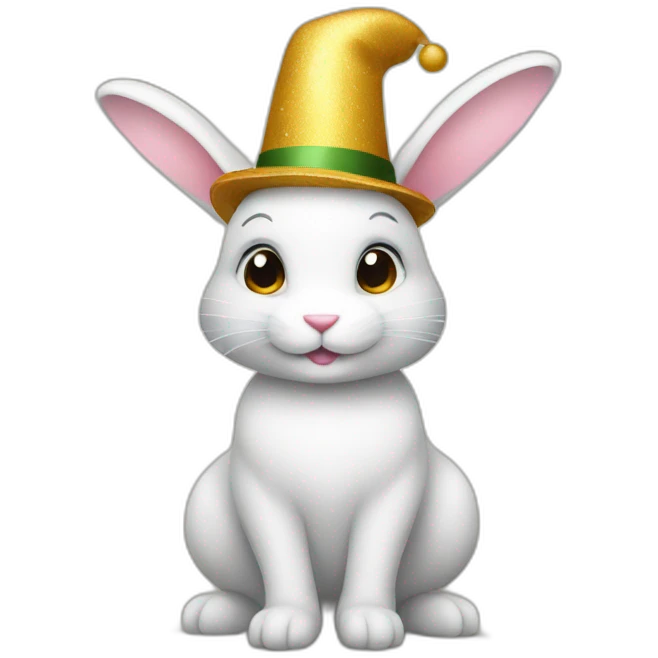 a bunny in a New Year's hat emoji