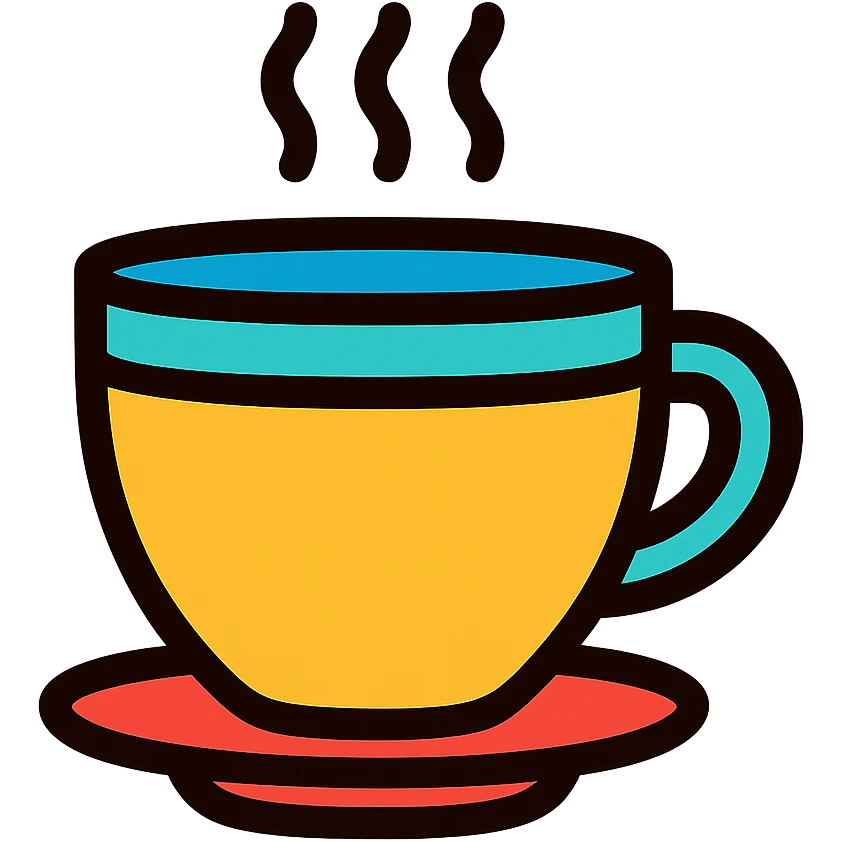 coffee cup icon with color and black outlines emoji