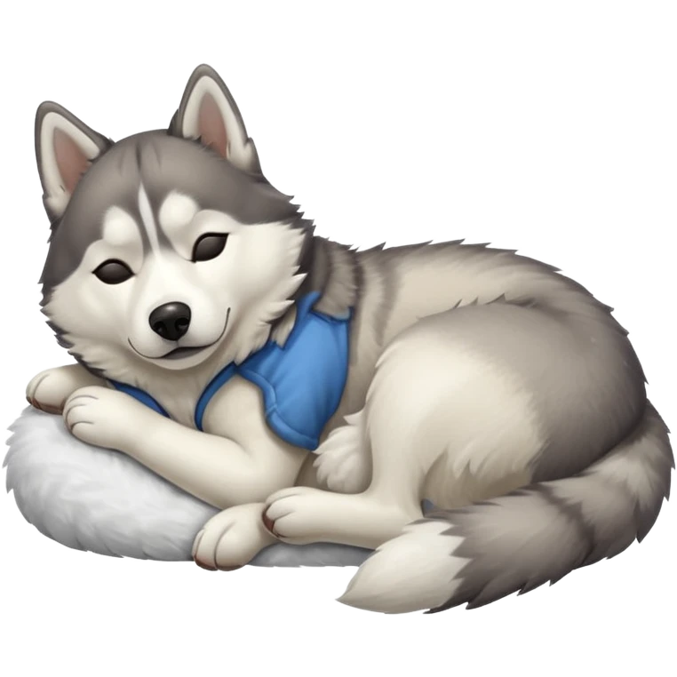 husky dog sleeping on the floor emoji