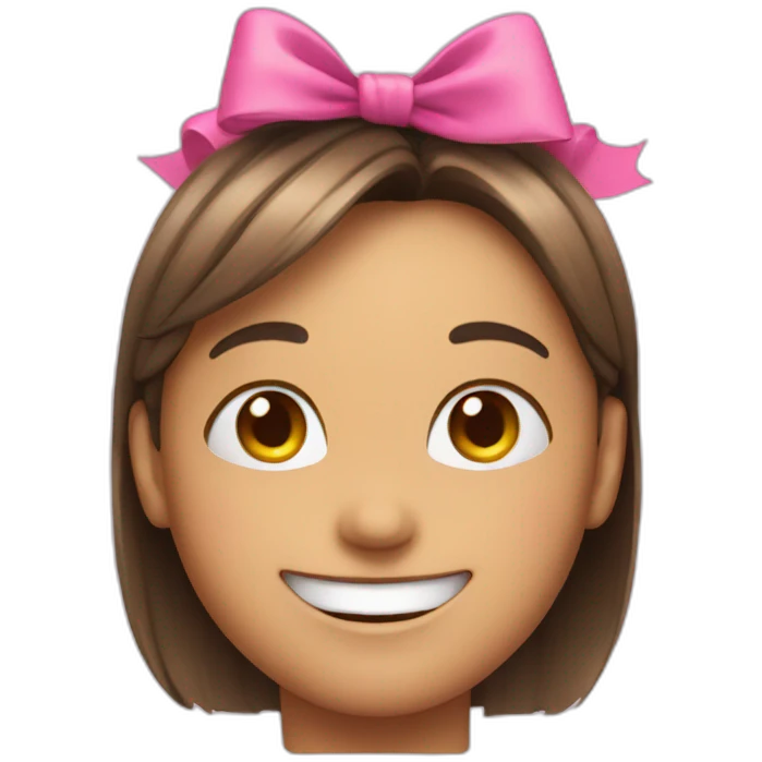 Happy face with a pink bow emoji