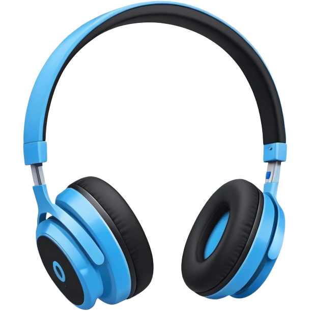 A 3/4 view of a pair of Black and blue and white wireless headphones emoji