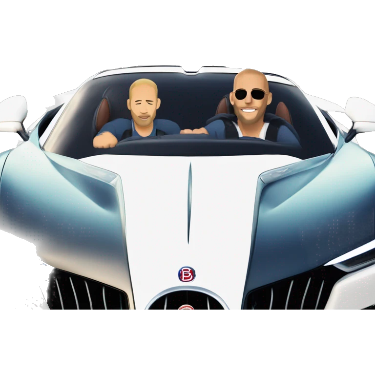paul walker and vin diesel driving bugatti chiron with ryan gosling emoji