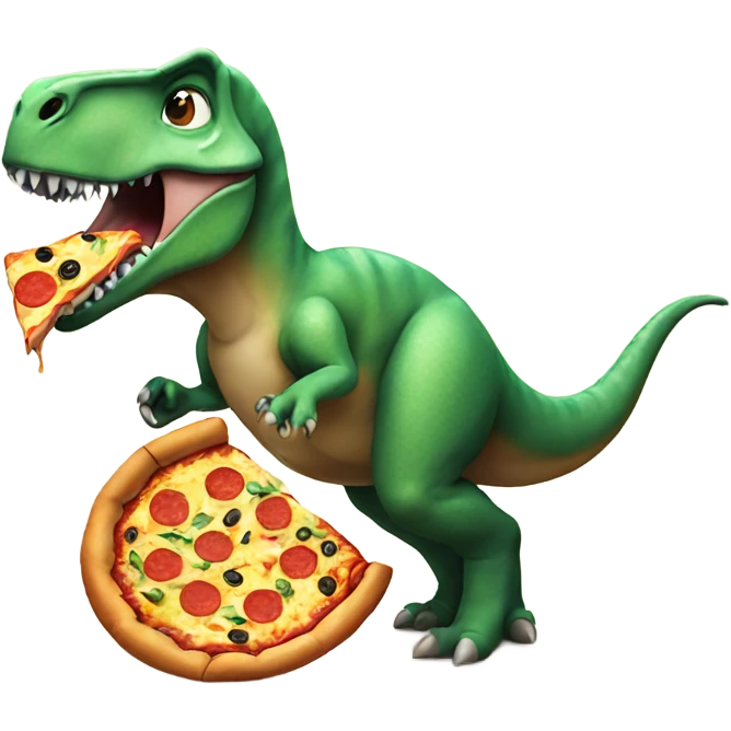dinosaur eating pizza emoji