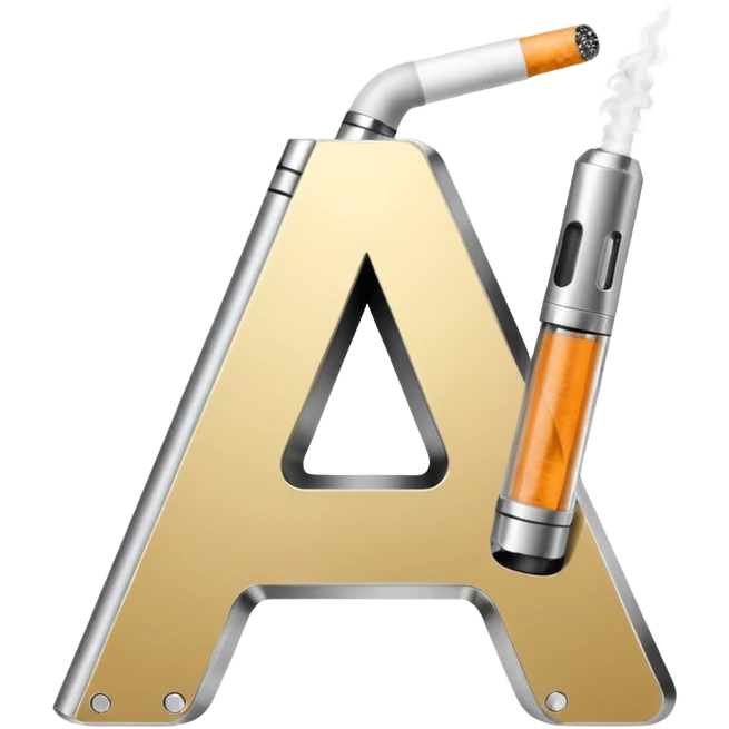 Letter A is designed in the style of an electronic cigarette (Vape theme) with dimensions of 512 by 512 emoji