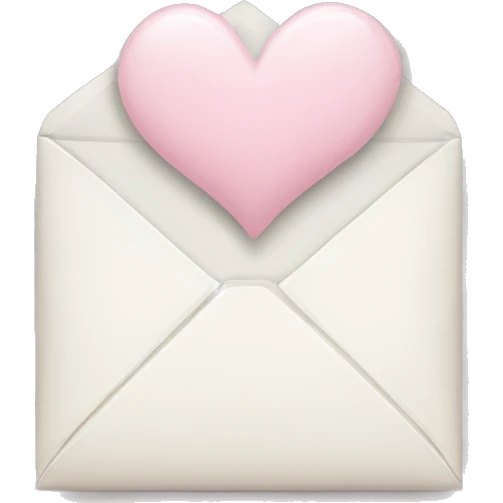 white envelope with a light pink heart emoji