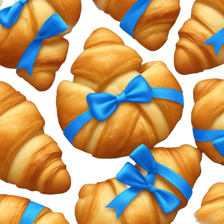 croissant with blue ribbon (bow) emoji