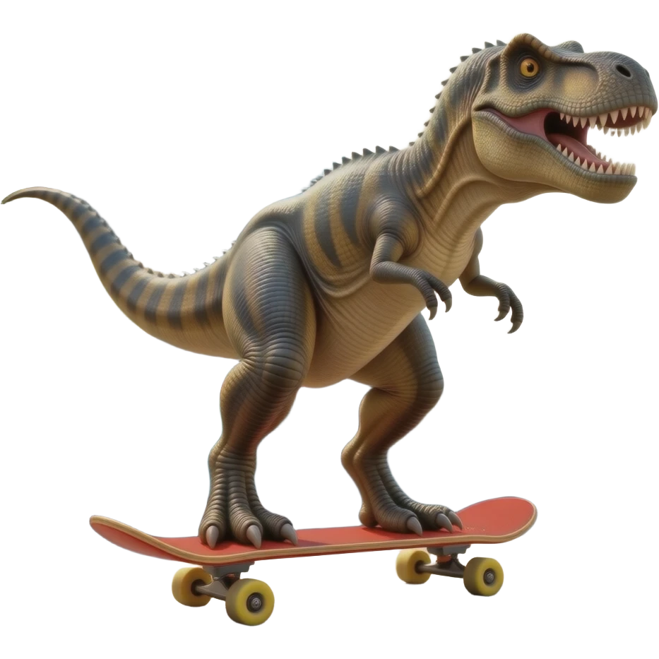 Dinosaur on a skateboard emoji