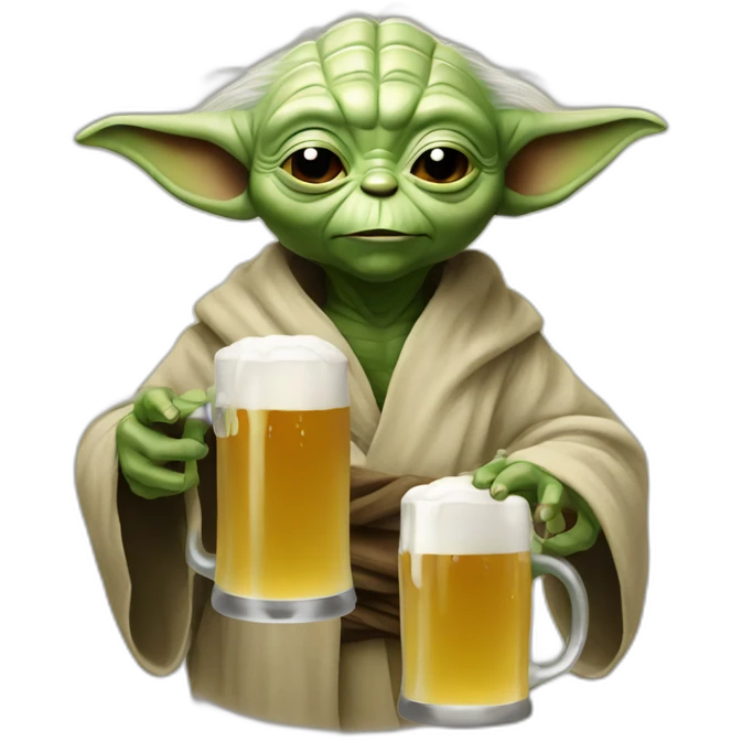 Yoda drinks a beer emoji
