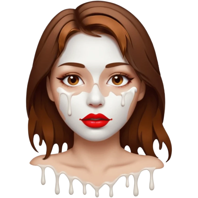 Brown Hair Woman , white paint , drip, face, hot  Sexy, lips emoji