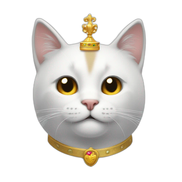 Gato blanco y negro con una corona dorada giñando un ojo emoji
