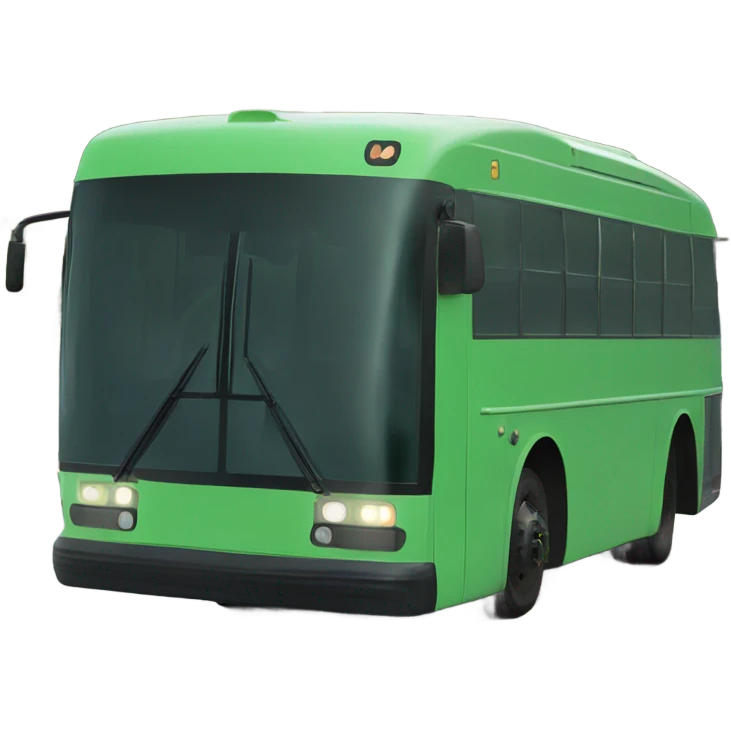 A green public bus that displays the letter F emoji