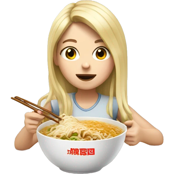 white blonde girl eating ramen  emoji