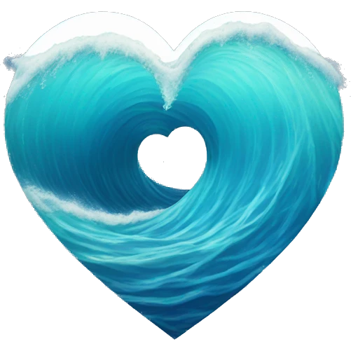 waves in a ocean making a heart  emoji