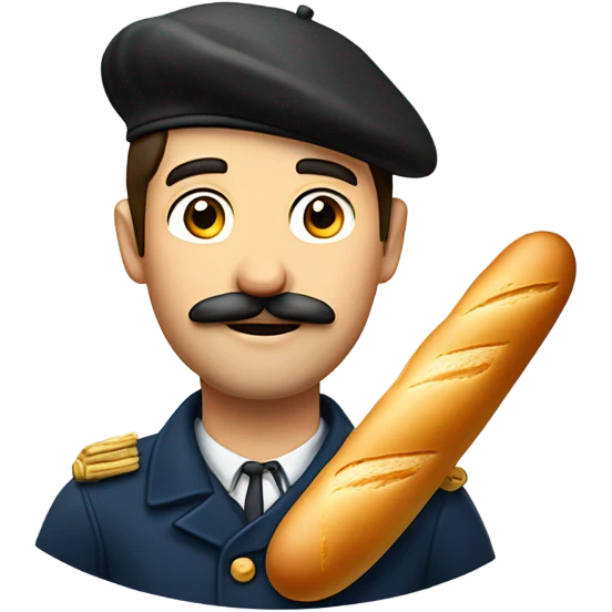 French guy with beret baguette and mustache  emoji