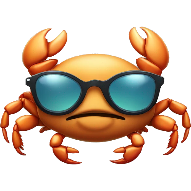 Crab wearing aviator glasses emoji