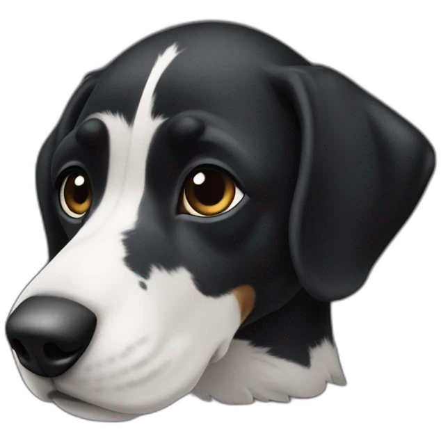 Chien noir et blanc touffu emoji