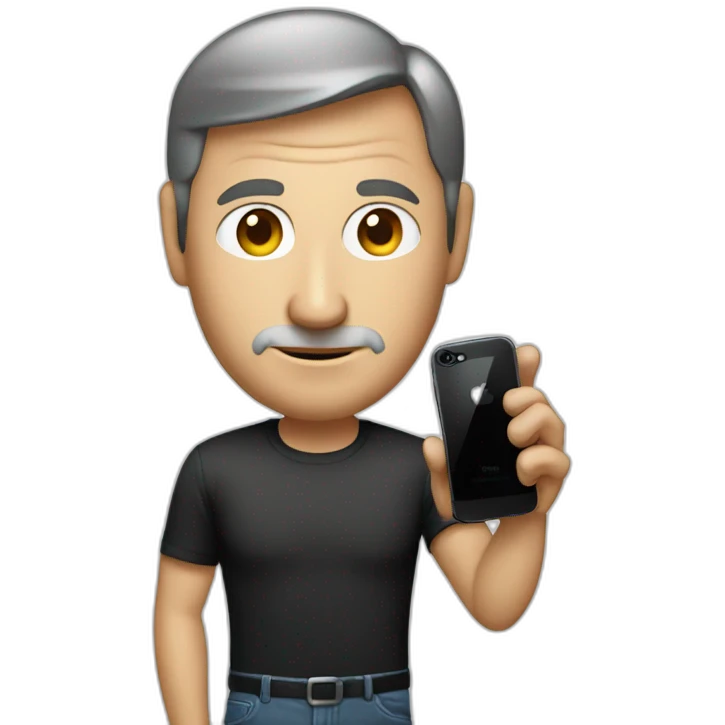 steve jobs with a phone on he hand emoji