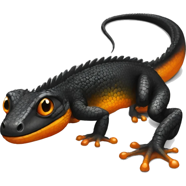 Black Shiny Lizard with Orange belly Full Body emoji