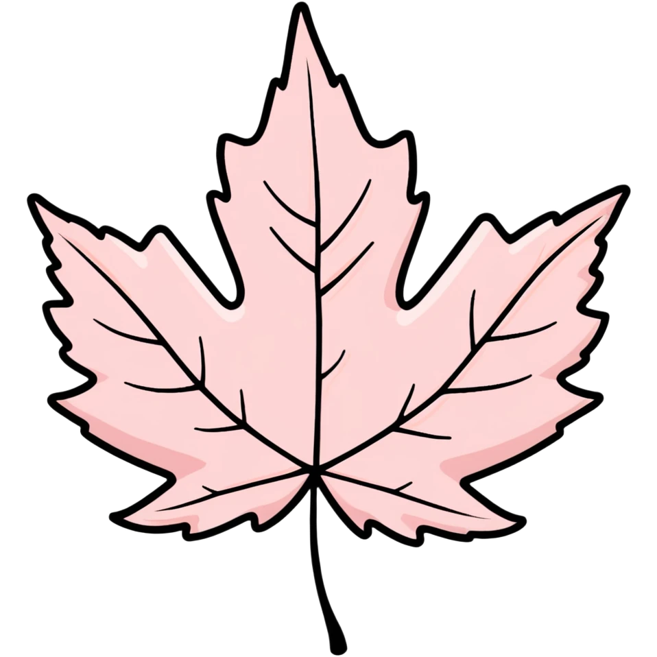 delicate pastel pink maple leaf with veins emoji