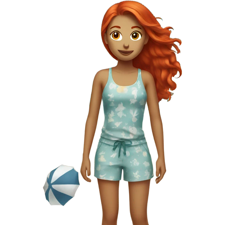 Redhead girl on beach emoji