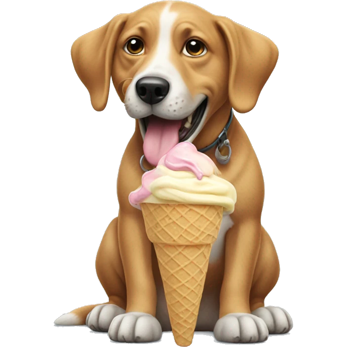 Dog eating ice cream emoji