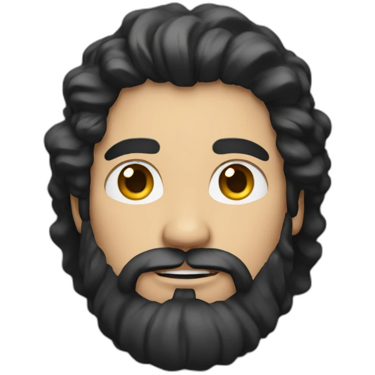 white man with long curly black hair and a beard only face emoji