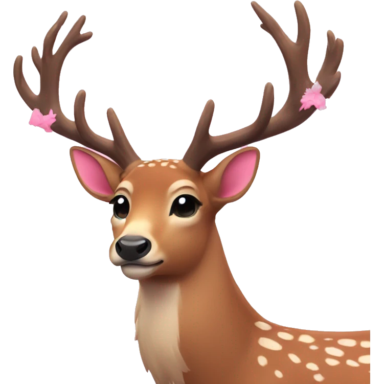 Deer aesthetic with pink pow around neck emoji