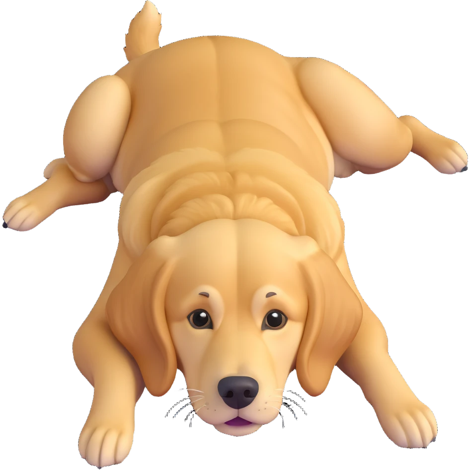 realistic golden retriever laying down, belly up emoji