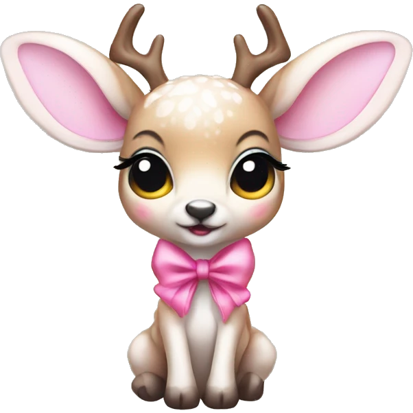 baby deer with fairy wings and a pink bow around its neck  emoji