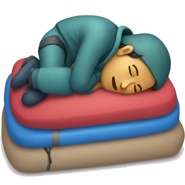 climber sleeping on his crashpad emoji