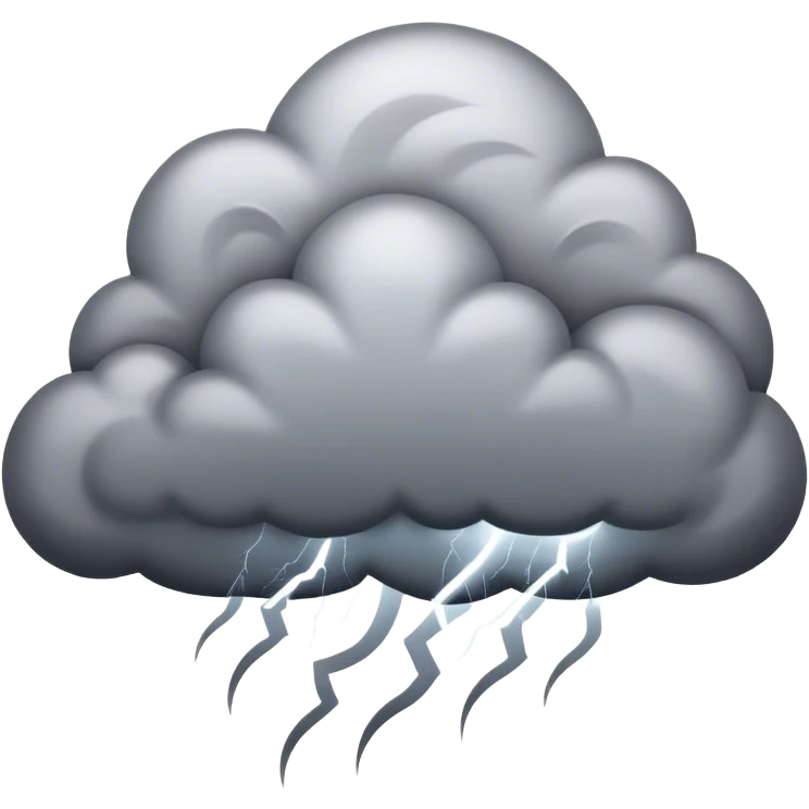 Cinematic Realistic Thunderstorm Emoji, Dark and dramatic, with swirling gray clouds illuminated by occasional flashes of lightning. The air crackles with energy as the storm builds, while heavy rain cascades down in sheets. Soft glowing outline, capturing the essence of power, intensity, and natural fury in a breathtaking thunderstorm! emoji