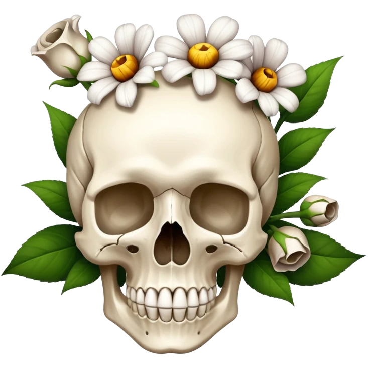 still life, flowers, scull, tissue emoji