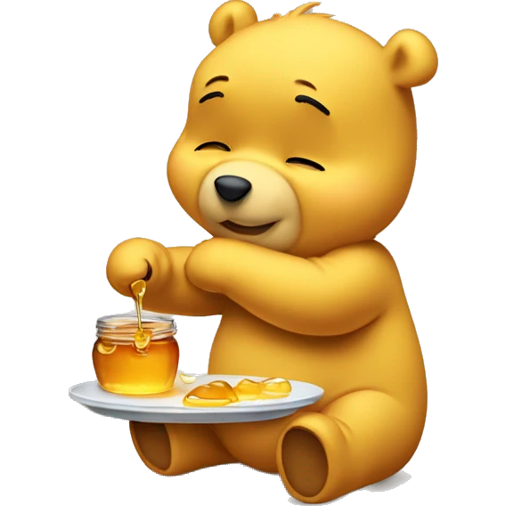 whinney pooh being very cute and sad while eating honey emoji