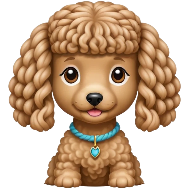 Miniature poodle with braids on its head emoji