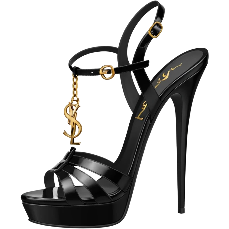 YSL TRIBUTE heels SANDAL black PATENT LEATHER emoji