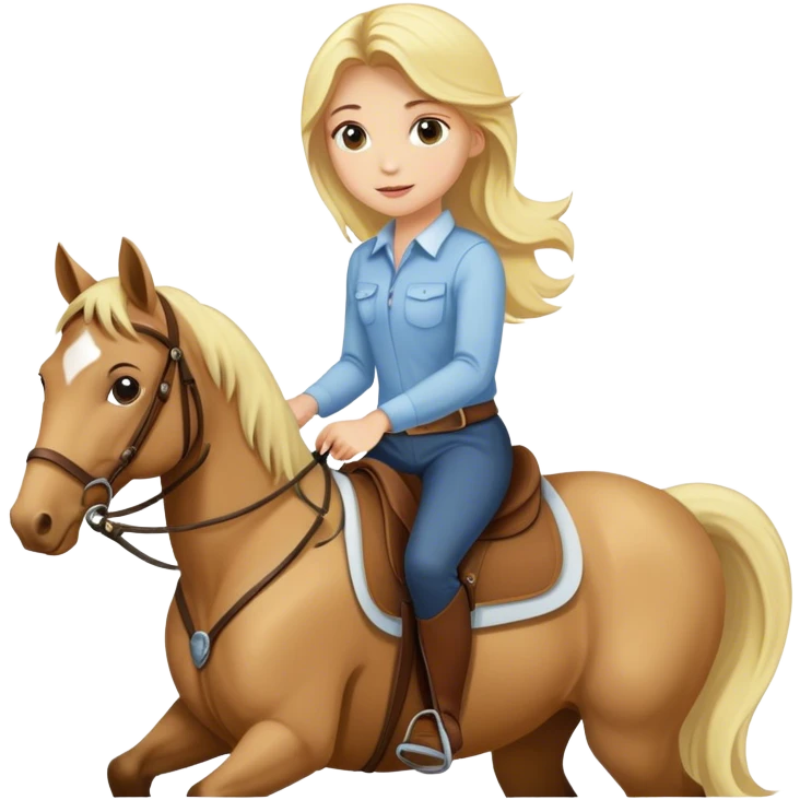 Blonde girl riding a horse  emoji