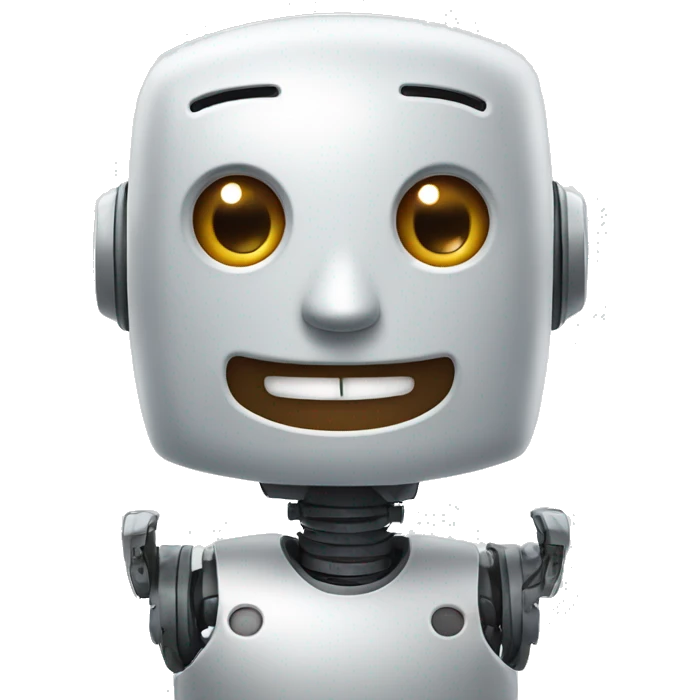 Robot with happy smile, only eyes, mouth, nose emoji