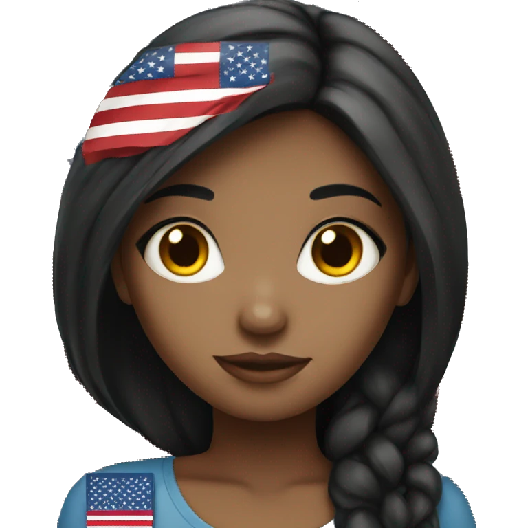 A black haired girl with USA flag  emoji