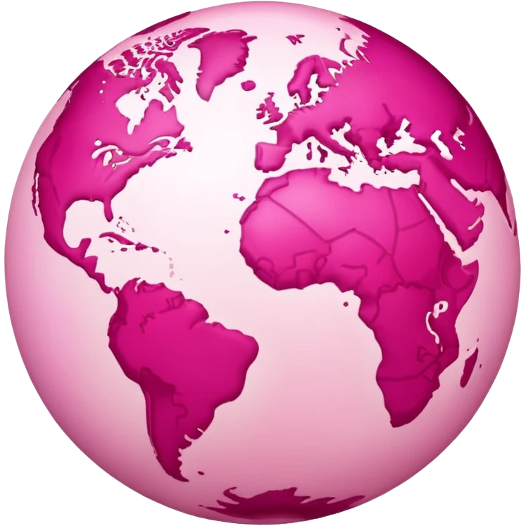 planet earth in hot pink and light pink colors, apple emoji style emoji