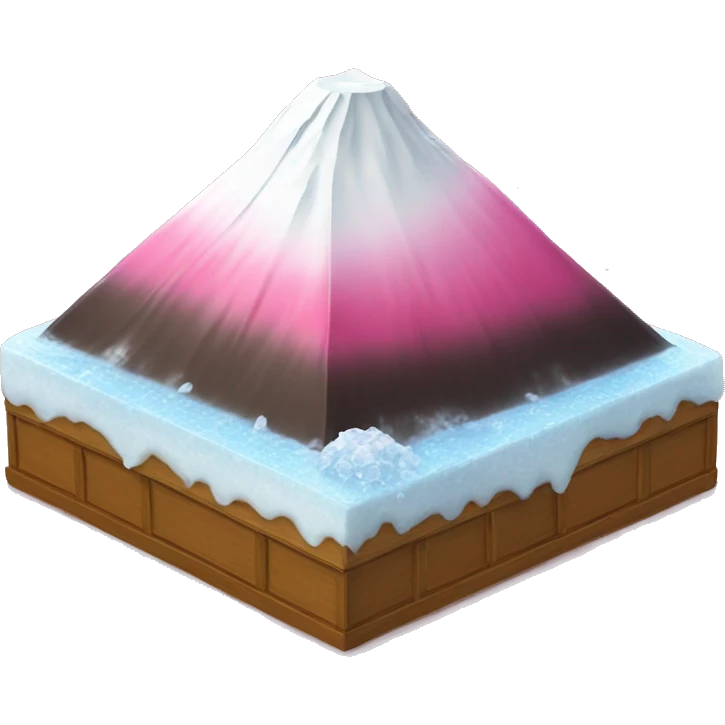 mont Fuji with of pink liquid with ice cubes coming out of it emoji