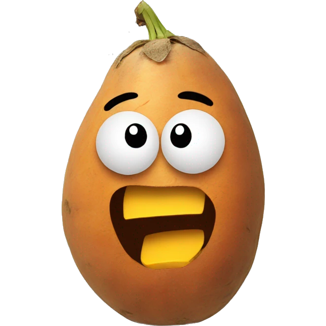 A  mean face on a Sweet potato emoji