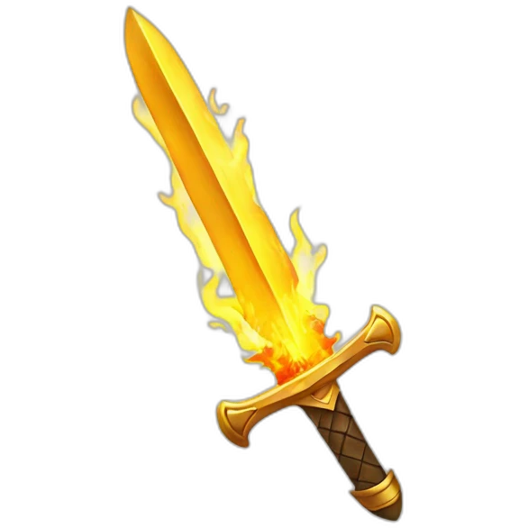 small golden sword on fire emoji