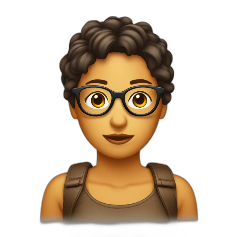 Chica pelo corto liso y marrón con gafas emoji